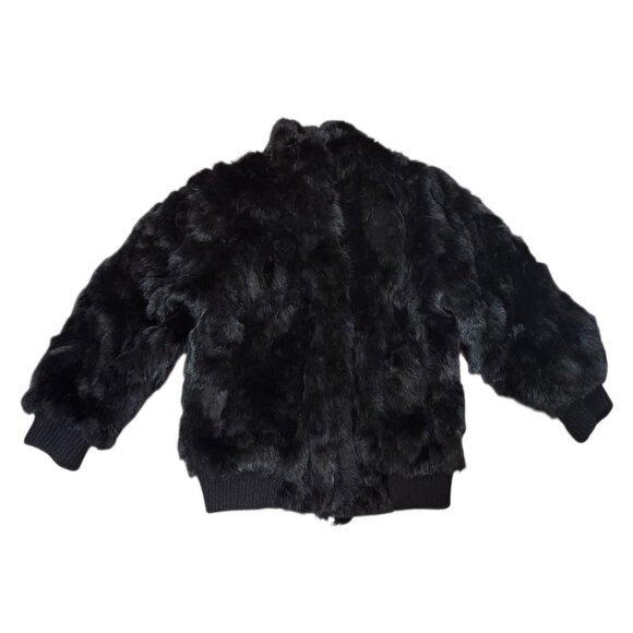 Niki Real Rabbit Fur Bomber Jacket Women’s Size L Black Genuine Fur Short Coat L - Picture 2 of 15